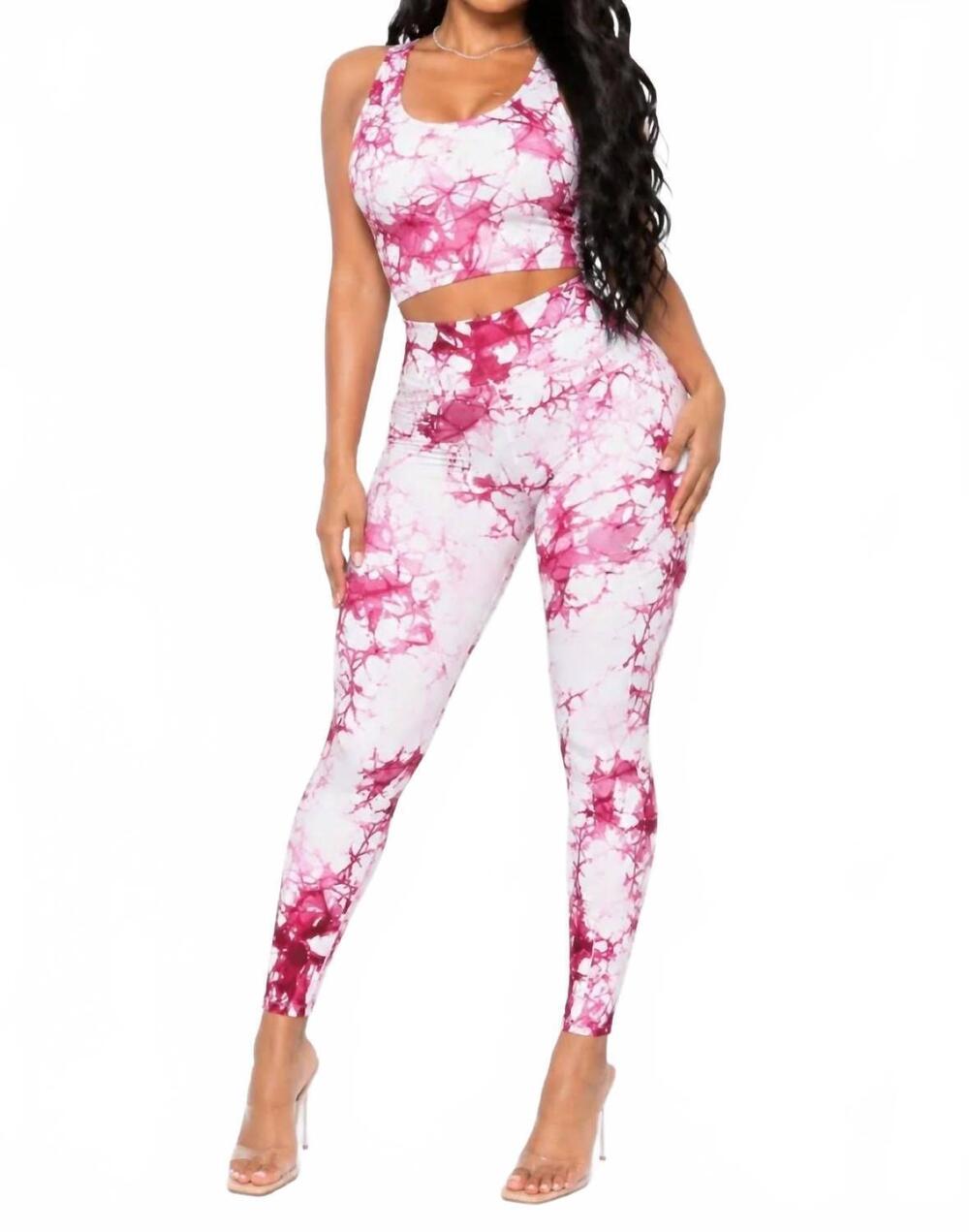 NEW HALF HEART gem stretch two piece lounge matching tie dye yoga pants set in w